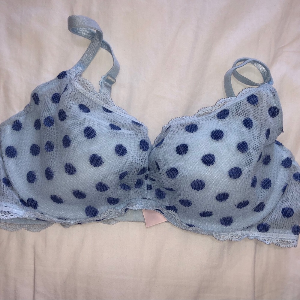 PINK VS light blue polk a dot mesh bralette/bra